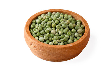 Dried green pea on the white background