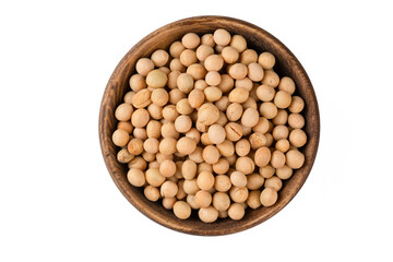Dried soy bean on the white background