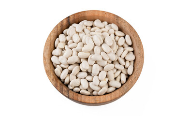 Dried haricot bean on the white background