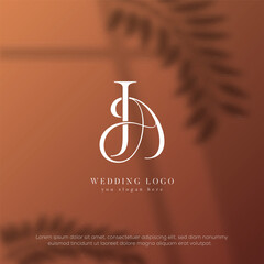 JA initial wedding monogram template logo