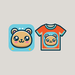 Kids tshirt print logo icon vector white background .