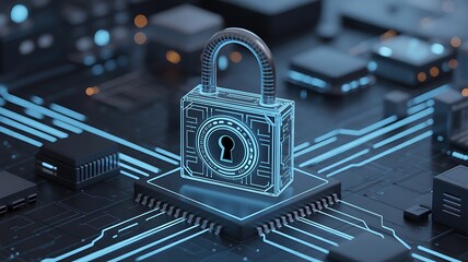 Holographic lock cybersecurity future technology circuit