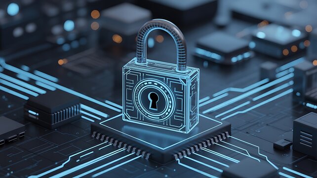 Holographic lock cybersecurity future technology circuit