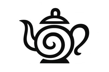 Obraz premium Teapot icon with swirling artistic design for hot beverage and kitchenware concepts, transparent background