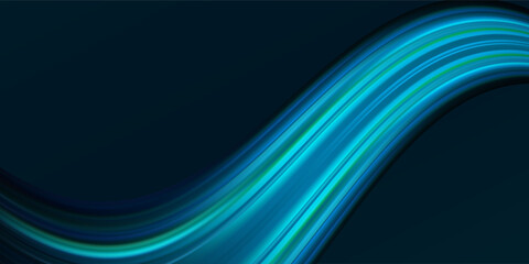 Abstract blue-green glowing digital wave background. Dynamic lines create a modern, futuristic energy flow. Perfect for technology, data, or cyber-themed designs.