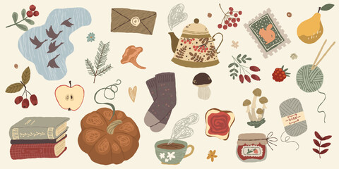  cozy autumn collection with pumpkin