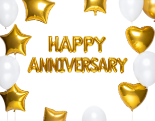  Elegant Gold and White Anniversary Balloon Setup