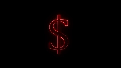Gleaming red dollar sign symbol illuminated against a deep black background with subtle glow