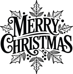 Merry Christmas typography set lettering vector designs 