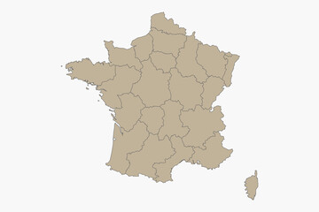 Vector graphic artwork suitable for print and web containing flat detailed map of FRANCE