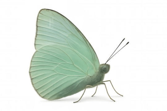 Green butterfly with delicate wings, a symbol of nature, evolution, freedom, and new beginnings, isolated on a transparent background