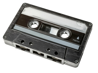 Obraz premium Silver Cassette Tape with Gray Label isolated on a transparent background