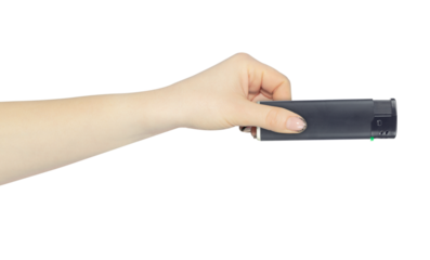 lighter in hand isolated from background, concept to pass or throw away	