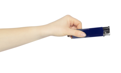 lighter in hand isolated from background, concept to pass or throw away	