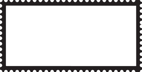 Vector art of blank postage stamp frame with scalloped edges, ideal for creating custom stamps, labels, and decorative borders for various design projects outline icon on