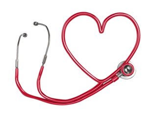 Red Stethoscope Forming Heart Shape isolated on a transparent background 1