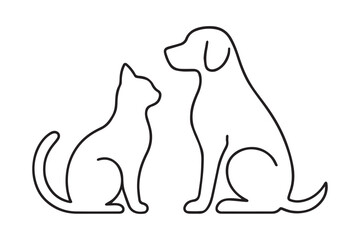 black cat and dog line art
