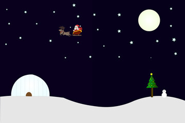 Naklejka premium christmas night landscape