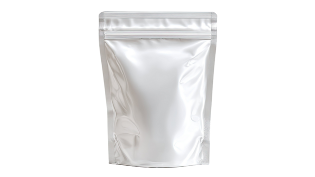 Empty white plastic bag with handles lightweight and flexible packaging material for shopping or storage isolated on white background