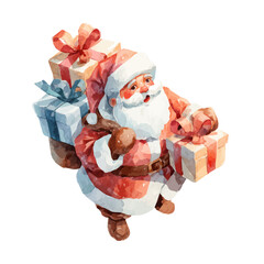 Santa Claus, watercolor vector, isolated on a white background.