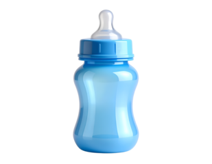 Baby Bottle Essentials: A pristine, azure baby bottle stands, symbolizing nourishment and the delicate care essential for infancy.