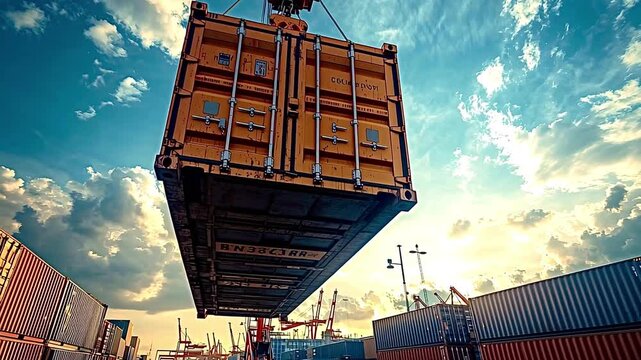 Cargo container moving in a harbor terminal