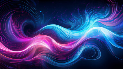 Vibrant Abstract Wave Glowing Neon Light Streaks in Fluid Motion