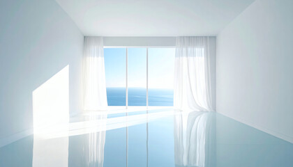 海を望む透明感のある白い空間｜Minimal White Space with Ocean View