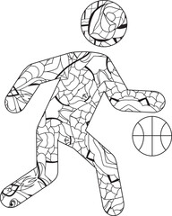 Basketball decorative icon for coloring. Olympic sport