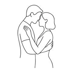 Family love and care in a silhouette illustration