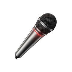 Silver microphone with red light audio sound