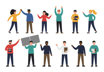 Diverse Group of People in Various Poses and Activities.