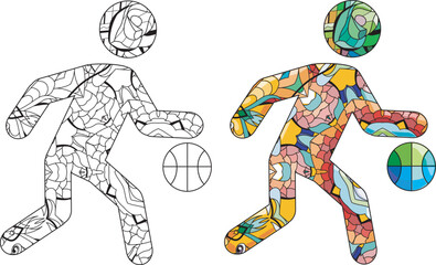 Basketball decorative icon for coloring. Olympic sport
