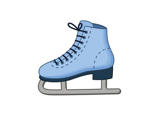 Winter blue ice skate isolated on white background.