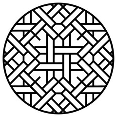 Circular geometric pattern featuring interlocking lines and shapes creating a visually appealing and symmetrical design © SHR Visual Art 