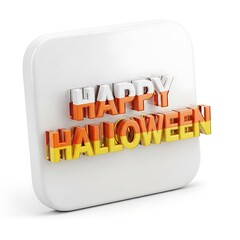 Happy halloween text with candy corn colors, isolated on white background