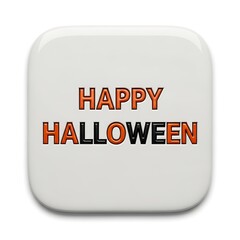 Happy halloween text with orange and black colors, isolated on white background
