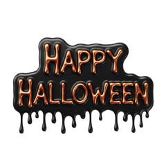 Happy halloween text with dripping effect isolated on white background
