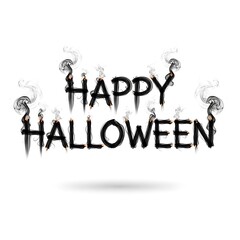 Happy halloween text with smoke effect isolated on white background