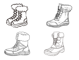 winter boots, snow boots icon line art.