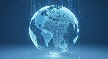 Digital Globe Representation with Light Data Streams in Blue Color