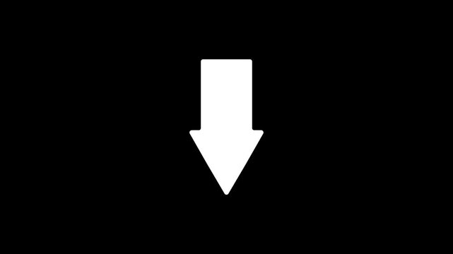 Animated arrow bouncing slide to down, Animated arrow icon pointing down.4k animation with alpha channel.