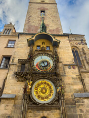 Prague Astronomical Clock and Old Town Square with St. Nicholas Church and Týn Church — iconic European landmark and popular travel destination.