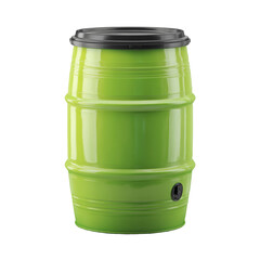 Green rain barrel isolated on transparent background, designed for water conservation and sustainable gardening practices in home