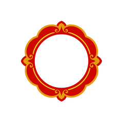 Elegant ornate red and gold circular frame for decorative designs vector
