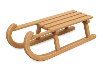 Wooden toboggan showing classic design for winter activities, sports, vacation, and christmas fun, transparent background