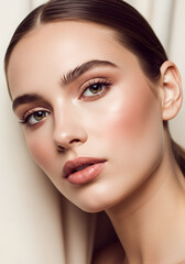 Fototapeta premium Close-up Portrait of a Beautiful Young Woman with Flawless Skin