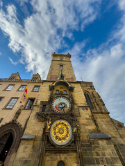 Prague Astronomical Clock and Old Town Square with St. Nicholas Church and Týn Church — iconic European landmark and popular travel destination.