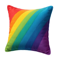 Colorful rainbow throw pillow to brighten up a child's bedroom decor.