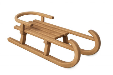 Wooden sled ready for winter recreation, classic toboggan symbolizing outdoor fun on transparent background
